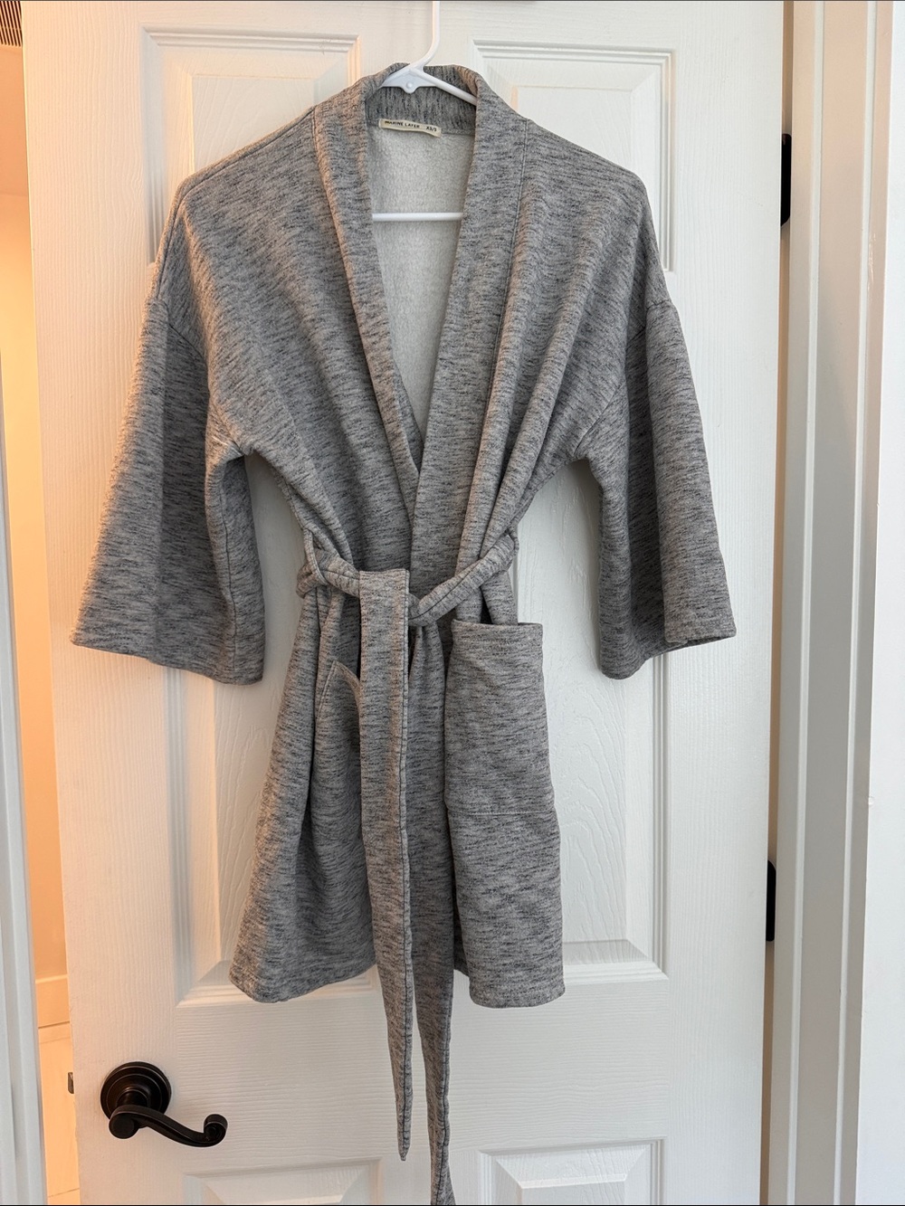 Marine Layer Meryl Sherpa Robe - Gray Short Bathrobe XS/S